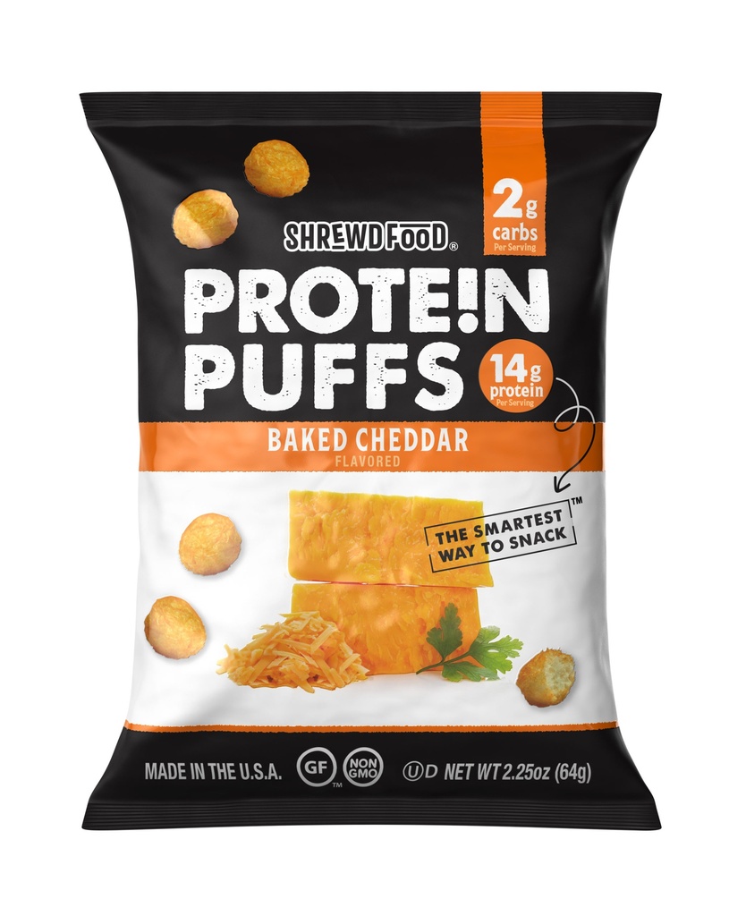 SHREWD FOOD PROTEIN PUFFS BAKED CHEDDAR 64G