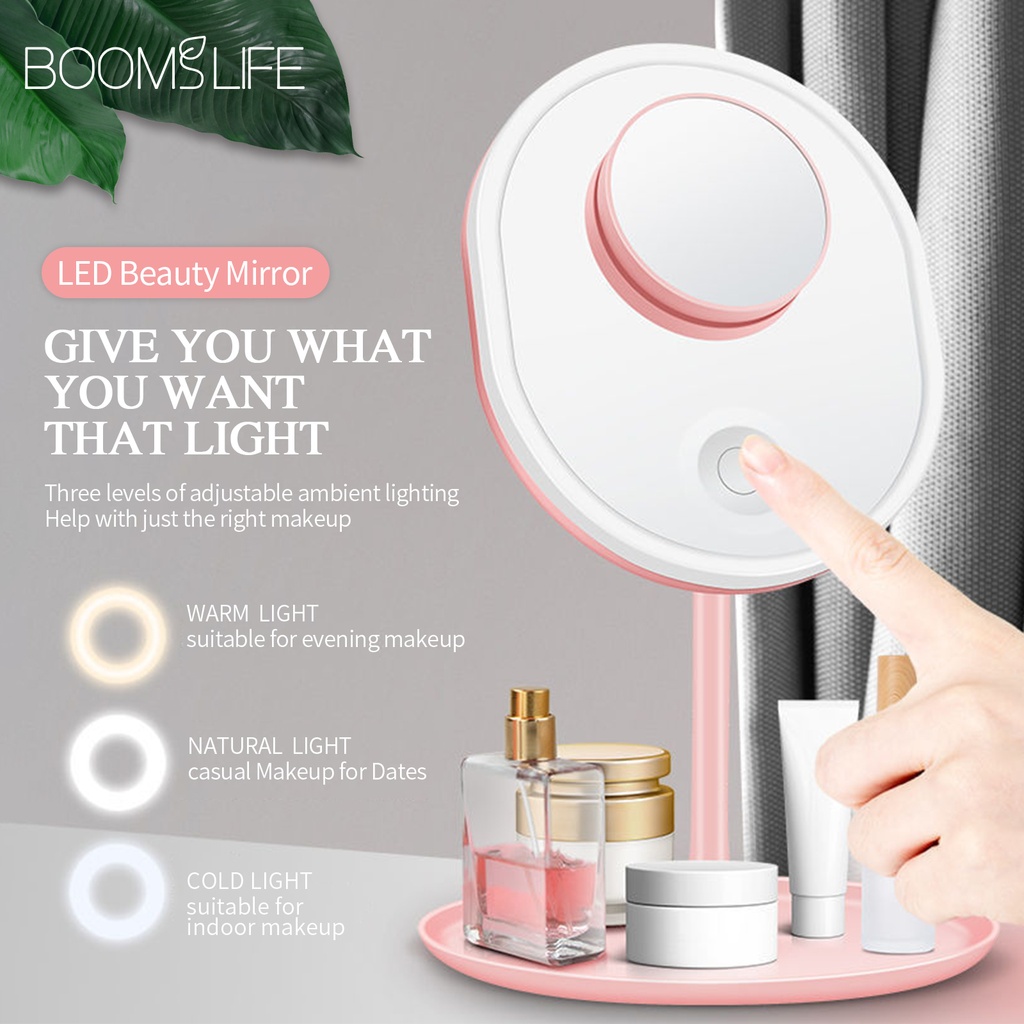 Light Makeup Mirror With Magnification - Green