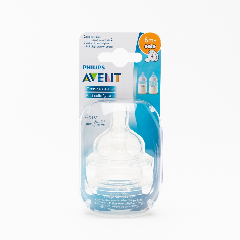 Avent Airflex 4 Teat Fast Fl. 6M+ 