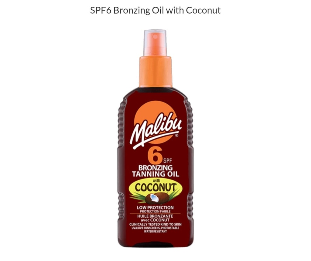Malibu Bronzing Taning Oil Coconut Spf-6 200Ml
