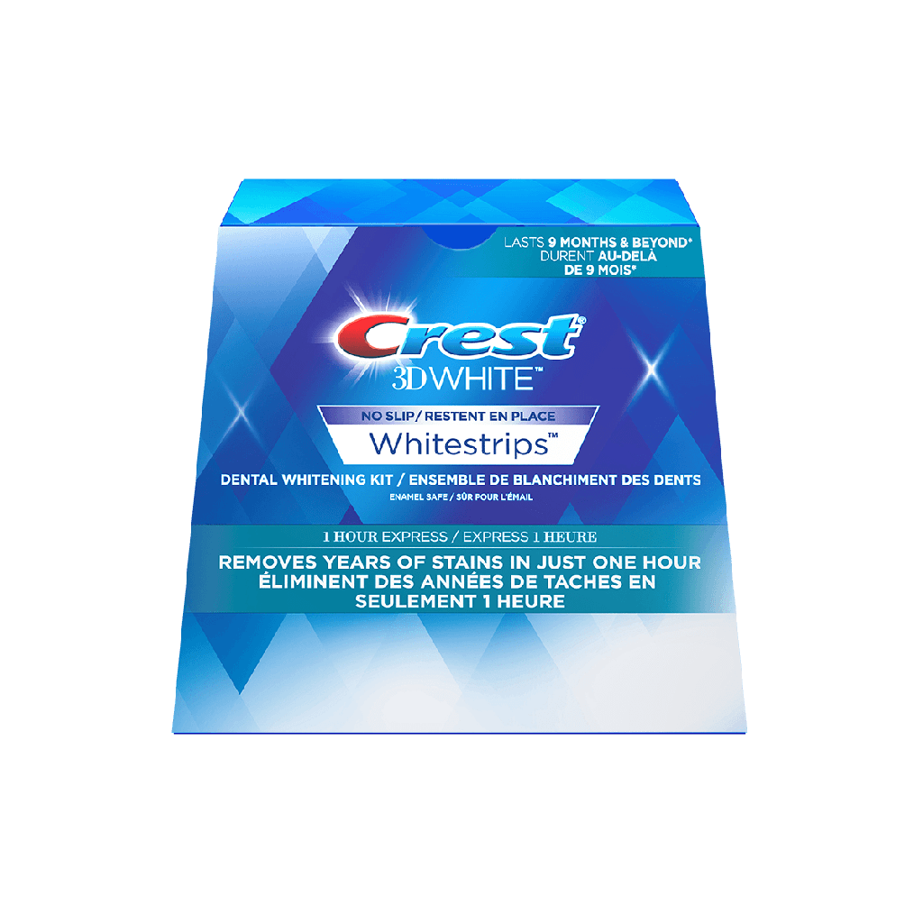 كريست 3D وايت - 1 ساعة اكسبرس بدون انزلاق وايت تريبس 4 علاجات تبييض كاملة