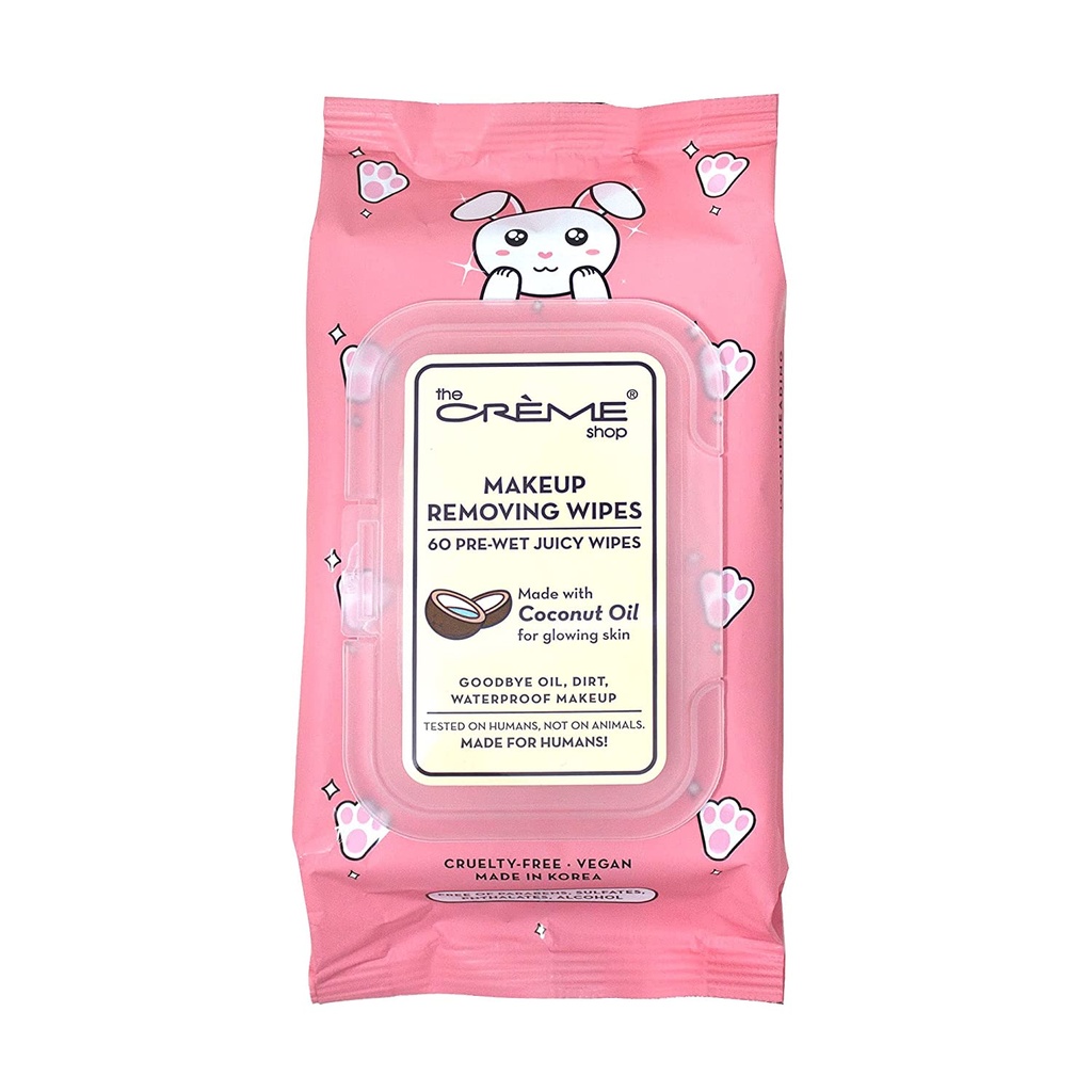 The Crème Shop Makeup Removing Coconut Oil Wipes for Glowing Skin - 60 Juicy Wipes