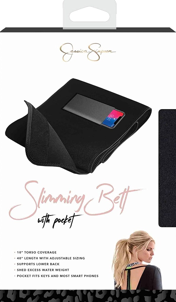 Jessica Simpson Waist Trainer for Women and Men - Body Shaper, Slimming Sweat Belt for Weight Loss with Phone Pocket -10"