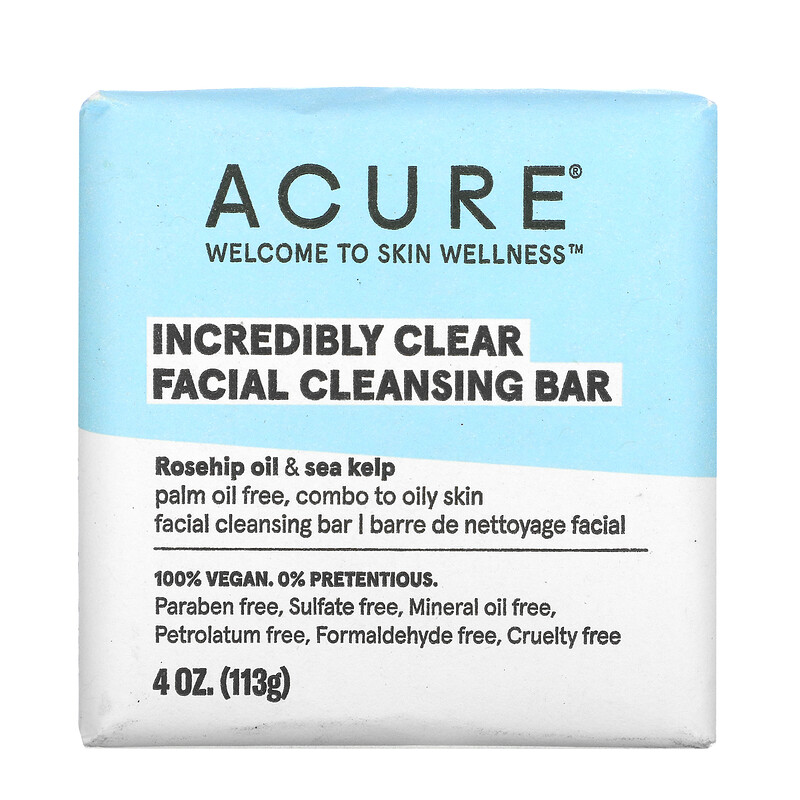 ACURE Incredibly Clear Facial Cleansing Bar For Oily to Normal &amp; Acne Prone Skin