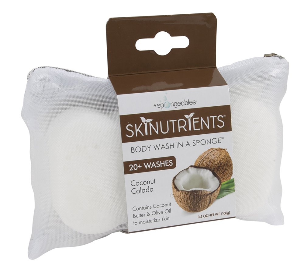 Spongeables Skinutrients Moisturizing Body Wash In A Sponge, Coconut Colada - 3.5 Oz