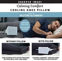Calming Comfort Cooling Knee Pillow By Sharper Image- Charcoal Infused Memory Foam With Cooling Gel- Helps Side Sleepers Align Spine