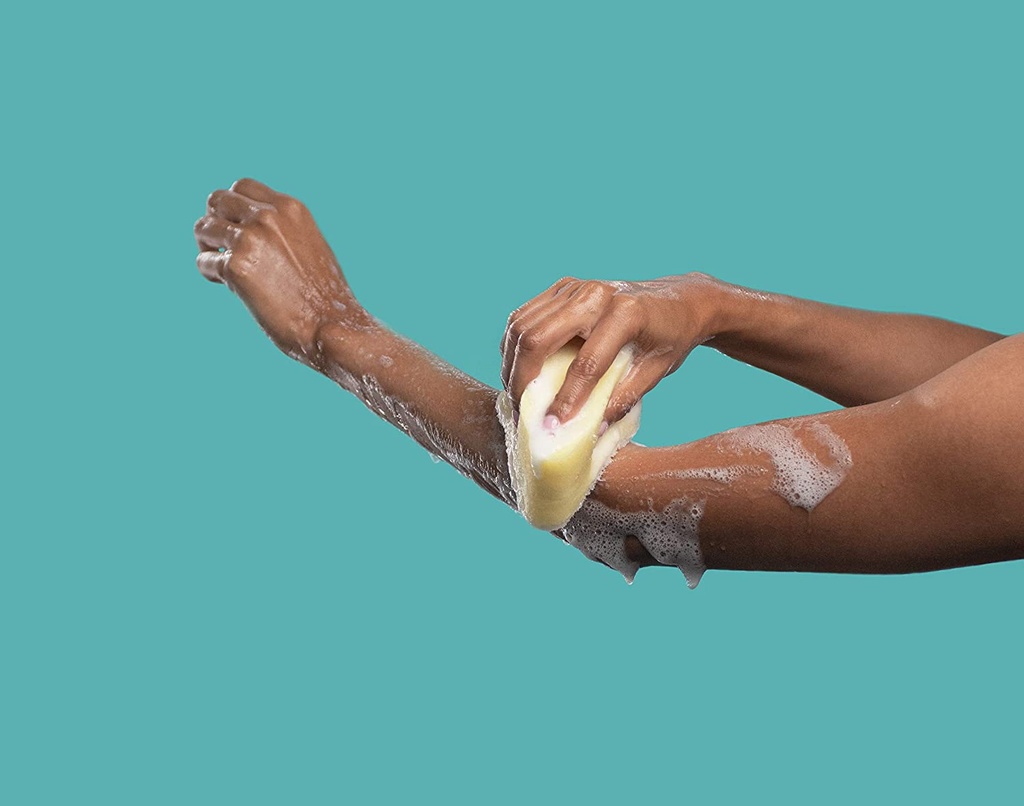 غسول الجسم الإسفنجي المضاد للسيلوليت في إسفنجة بفيتامين سي ، يقلل من ظهور السيلوليت والمرطب والمقشر للجسم والقدم والوجه وأكثر من 15 غسلة والحمضيات ، 3 قطع