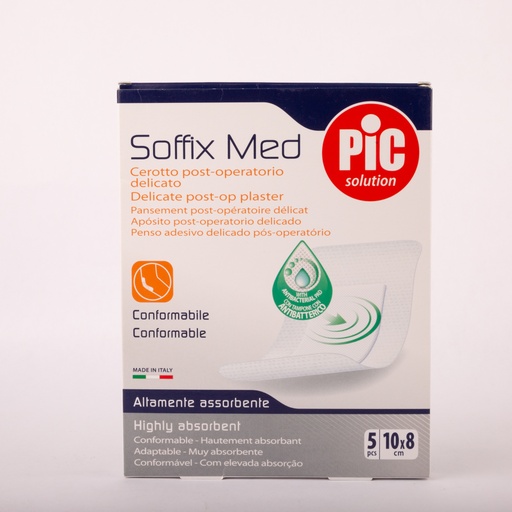 [10008] PIC SOFFIX MED Delicate Anti Pactirial Post-Surgery Plaster 10 X 8CM 5'S