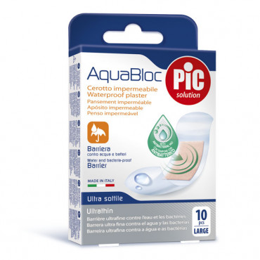 [10014] PIC AQUABLOC Antibacterial Adhesive Bandages - 25x72mm 10Pcs