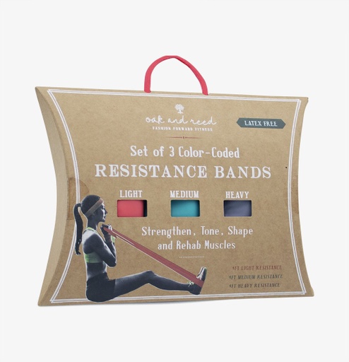 [118060] SET OF 3 RESISTANCE BANDS ( Turquoise / Mauve / Grey)