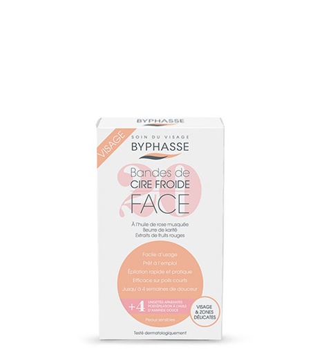 [120524] #Byphasse Cold Wax Strips Face &amp; Delicate Areas For Sensitive Skin (20 Strips + 4 Wipes)