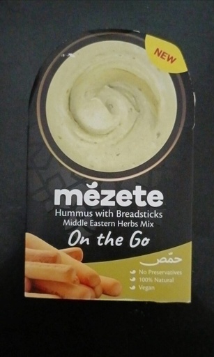 [122255] Mezete Gourmet Hummus Zesty Zaatar Dip &amp; Go With Bread Sticks 92 Gm