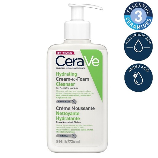[125338] CeraVe Hydrating Cream to Foam Cleanser Normal to Dry Skin 236ml