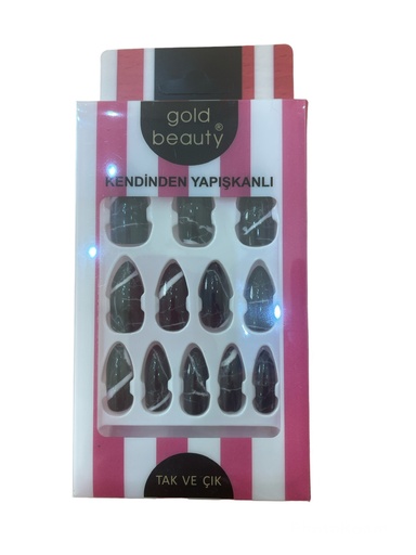 Gold Beauty Marbel Pointed Press-On Nails