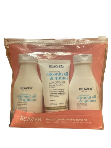 [125685] Beaver Travel Kit - Coconut Oil- 2 Shampoo 60ml+ 1 Conditioner 40ml 