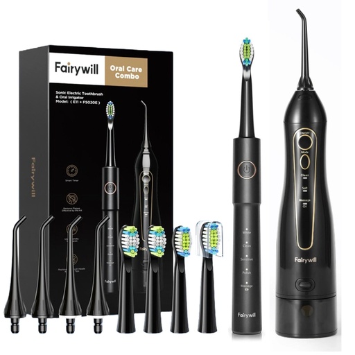[127856] Fairywill Water Flosser/Oral Irrigator + Electric toothbrush Black