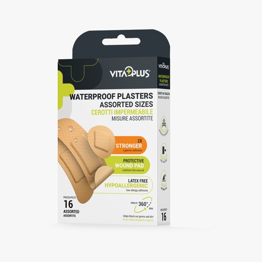 [129122] Vitaplus Waterproof Plaster Asstd 16'S