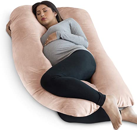 [2981] Ommed U Shaped Pregnant Pillow With Free Maternity Belt Pink-