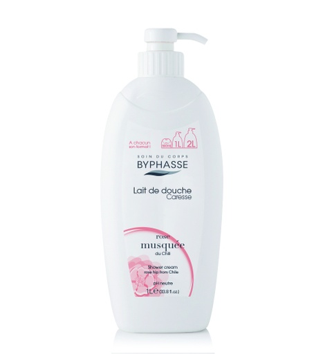 [38054] #Byphasse Caress Shower Cream Rosehip - 1 Litter