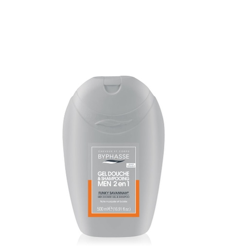 [38055] Byphasse Men Shower Gel Shampoo 2 In 1 Funky Savannah - 500 Ml