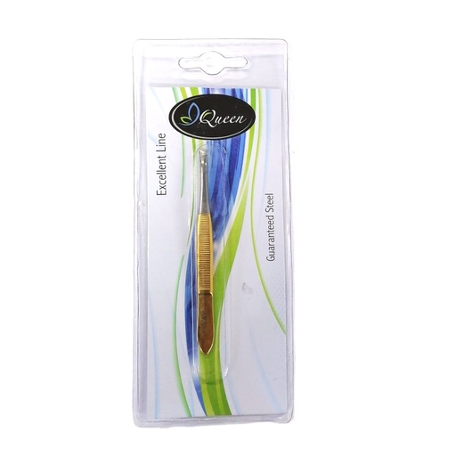 [40432] Queen Tweezer Bended Half Gold#Fe15009-B