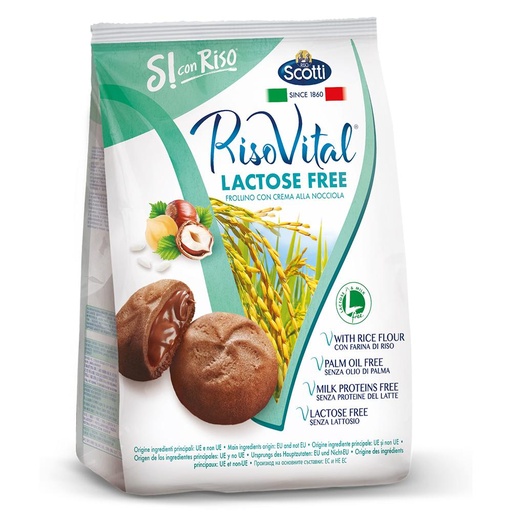 [43367] RISO SCOTTI RICE BISCUITS FROLLINO WITH HAZELNUT CREAM 200