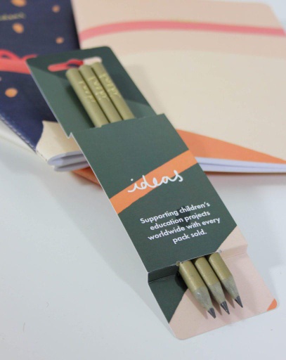 [43869] Recycled Gold-Green Pencils Pack of Three