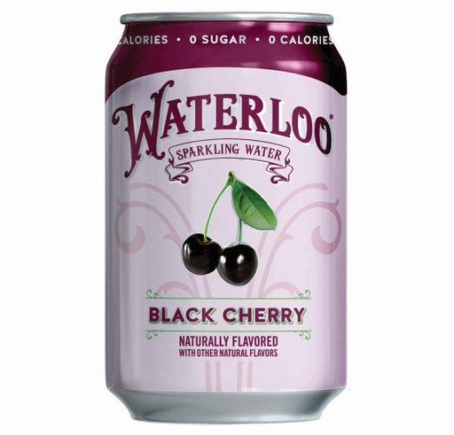 [44106] Waterloo Sparkling Water Everyday   12oz Cans| Zero Calorie | Zero Sugar | Zero Sodium | Zero Calories | Naturally Flavored BLACK CHERRY