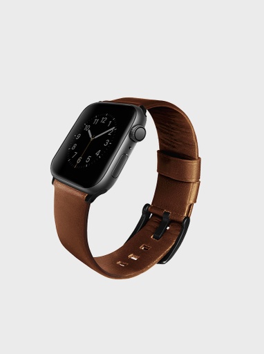 [51041] Uniq Mondain Apple Watch 4 Geniune Leather Wrap 44mm - Sepia