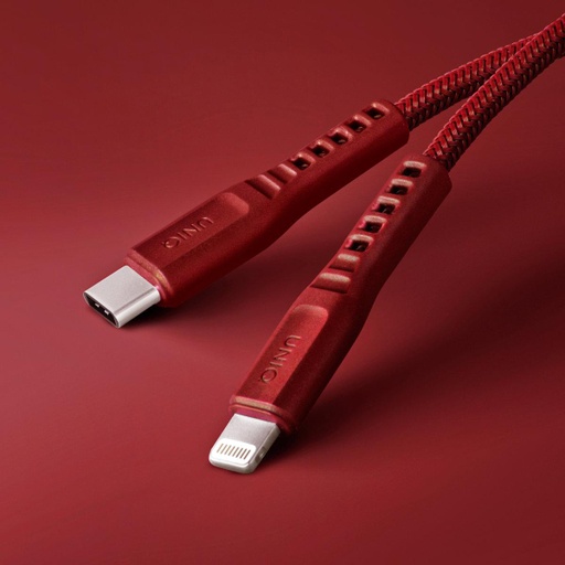 [51924] Uniq Flex USB C to Lighting Strain Relief Cable 1.2m - Ruby ( Red )