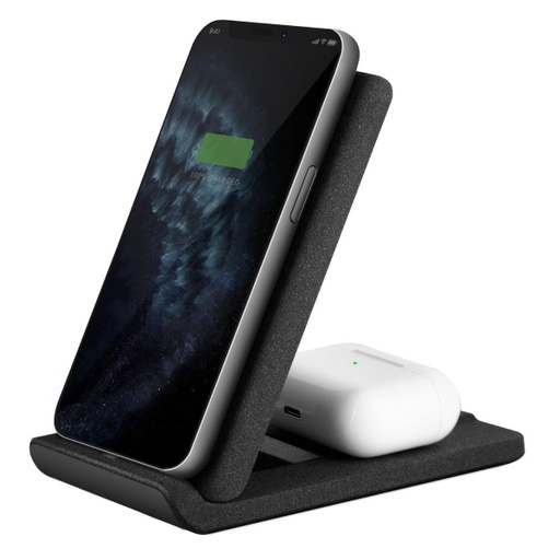 [54532] Uniq Vertex Duo 2in1 Fast Wireless Charger 15 Charcoal ( Dark Grey )