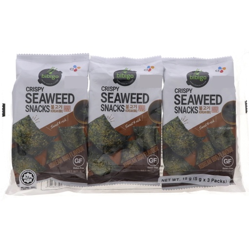[59874] Bibigo Crispy Seaweed Snacks KOREAN BBQ 19g (5g x 3 packs)