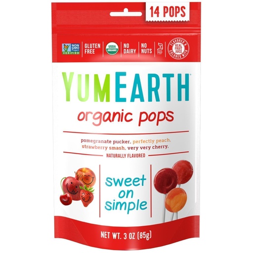 [62435] Yum Earth Bio Peach Lollipop 85G