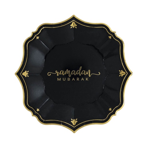 [62962] EID BLACK DESSERT PLATES  (PACK OF 8)