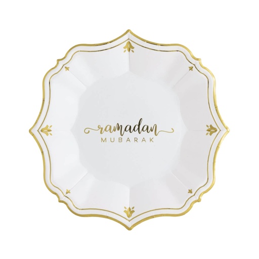 [62964] RAMADAN WHITE DESSERT PLATES  (PACK OF 8)