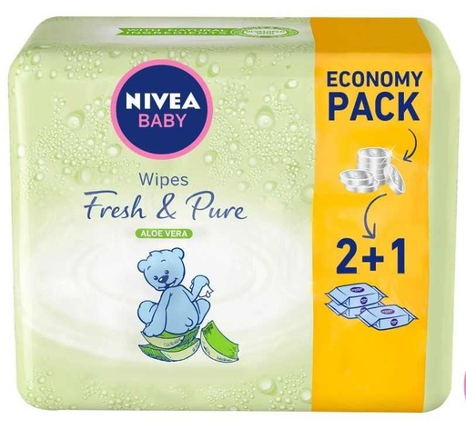 [63510] Nivea Baby Wps Fresh&amp;Pure.Bonus 63Pcs 2+1 Free