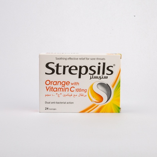 [8386] Strepsils Orange Vitamin C 100Mg Lozenges 24'S
