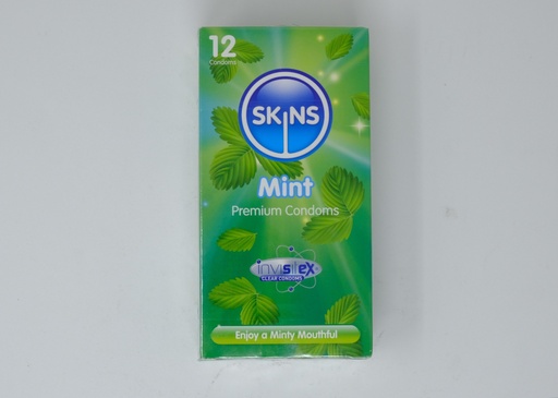 [8877] Skins Mint Flavor Lub Condoms 12'S-