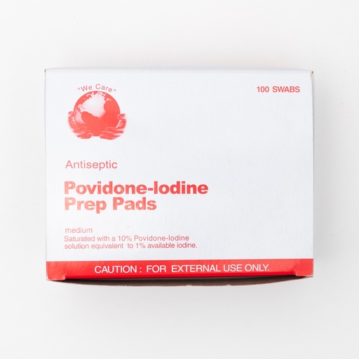 [9024] We Care Biodine Povidone- Iodine Pads 100 Swabs