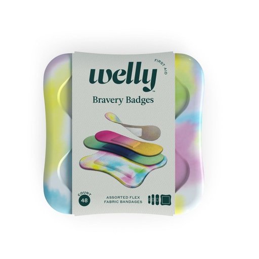 [99725] Welly Assorted Colorwash Tie Dye Pink And Blue Adhesive Bandages - 48Ct